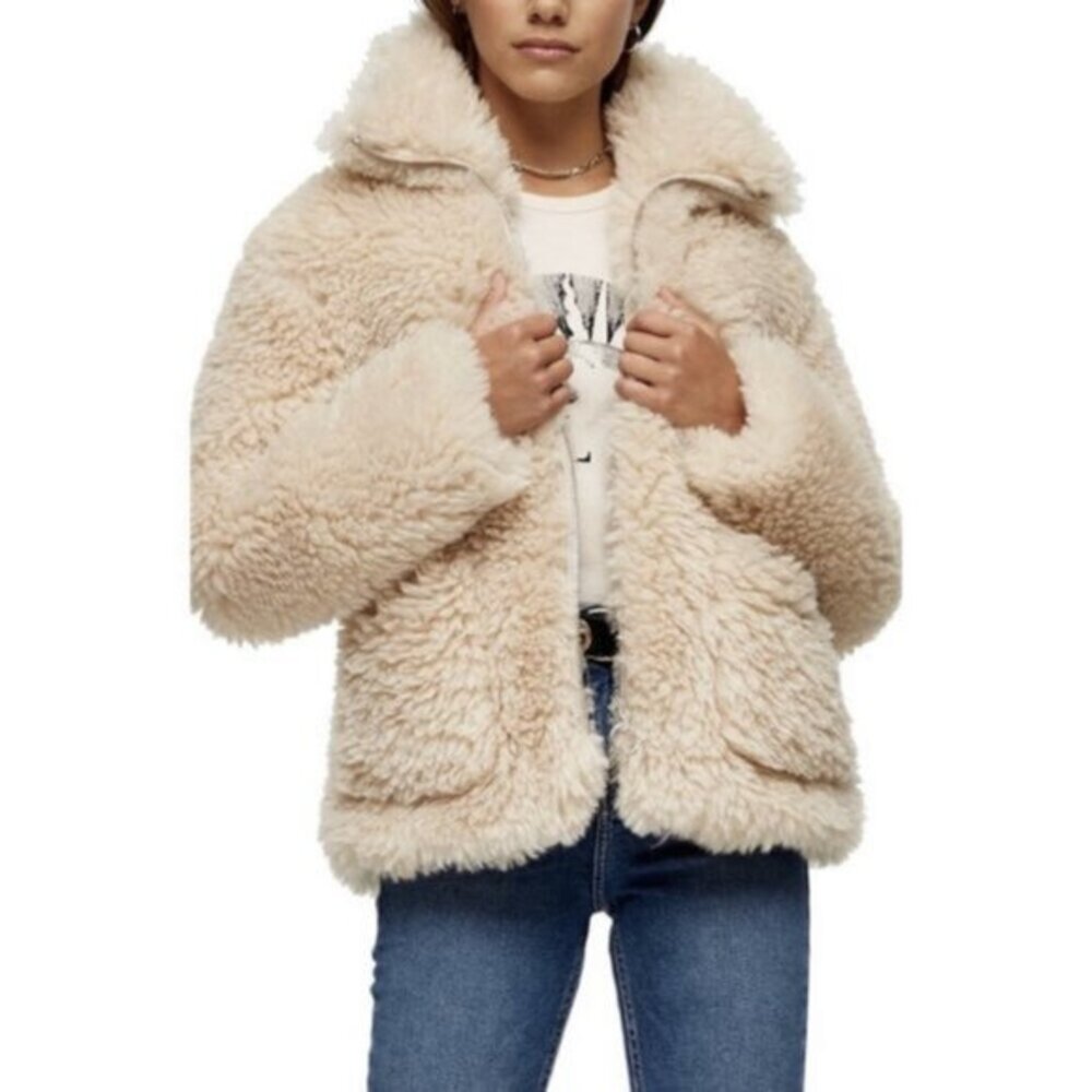 Topshop Jonas Faux Shearling Teddy Jacket Size 4-6